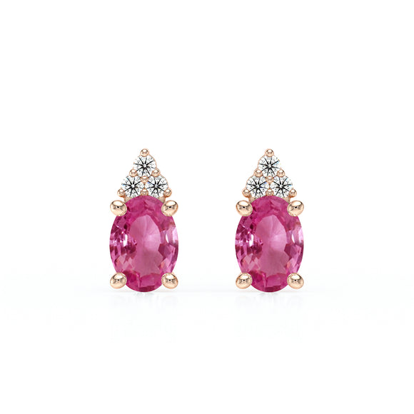 Boucles d'oreilles saphir rose diamant Coucher de Soleil - 5