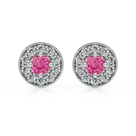Boucles d’oreilles saphir rose et diamant Coup de Foudre - 1