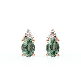 Boucles d'oreilles saphir vert diamant Coucher de Soleil - 5