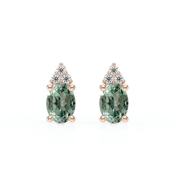 Boucles d'oreilles saphir vert diamant Coucher de Soleil - 5