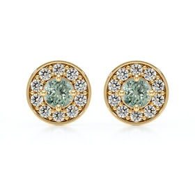 Boucles d’oreilles saphir vert et diamant Coup de Foudre - 1