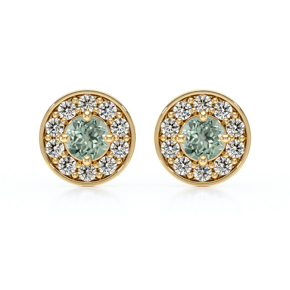 Boucles d’oreilles saphir vert et diamant Coup de Foudre - 1