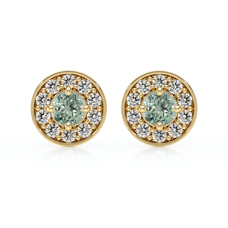 Boucles d’oreilles saphir vert et diamant Coup de Foudre - 1