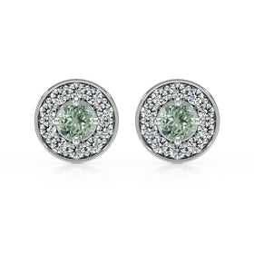 Boucles d’oreilles saphir vert et diamant Coup de Foudre - 1