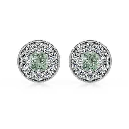 Boucles d’oreilles saphir vert et diamant Coup de Foudre - 1