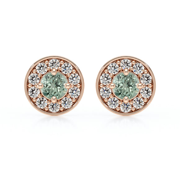 Boucles d’oreilles saphir vert et diamant Coup de Foudre - 1