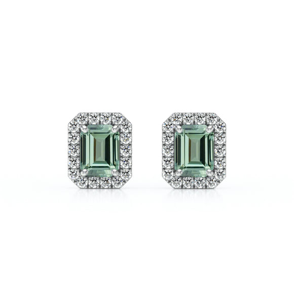 Boucles d’oreilles saphir vert et diamant Coup de Foudre - 2