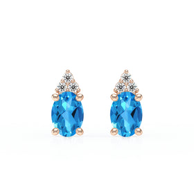 Boucles d'oreilles topaze diamant Coucher de Soleil - 5