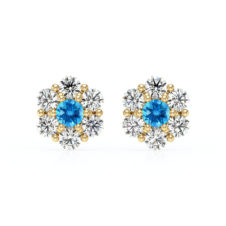 Boucles d’oreilles topaze diamant Florale - 1