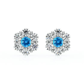 Boucles d’oreilles topaze diamant Florale - 1