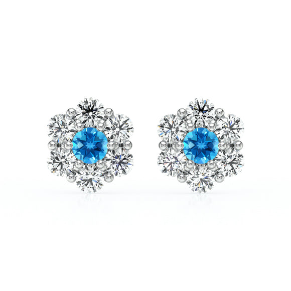 Boucles d’oreilles topaze diamant Florale - 1