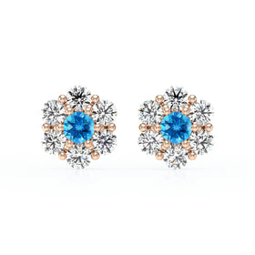 Boucles d’oreilles topaze diamant Florale - 1