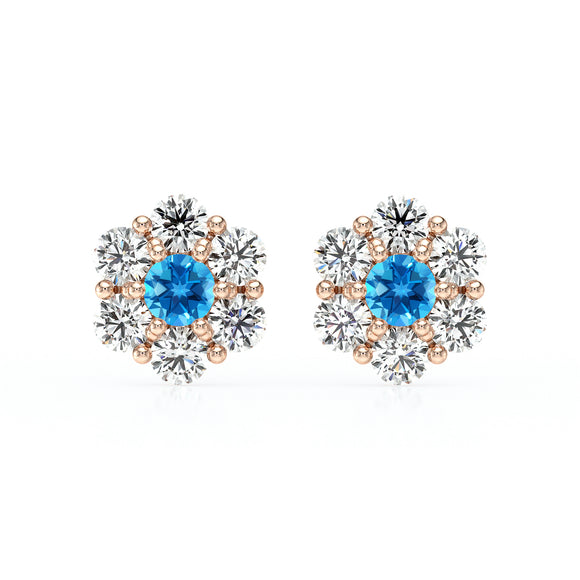Boucles d’oreilles topaze diamant Florale - 1
