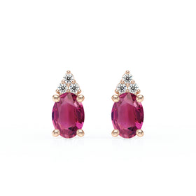Boucles d'oreilles tourmaline diamant Coucher de Soleil - 5