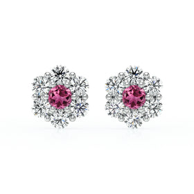 Boucles d’oreilles tourmaline diamant Florale - 1