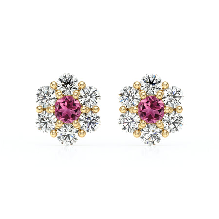 Boucles d’oreilles tourmaline diamant Florale - 1