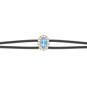 Bracelet cordon aigue-marine entourage diamant Coup de Foudre - 1