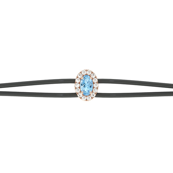 Bracelet cordon aigue-marine entourage diamant Coup de Foudre - 1