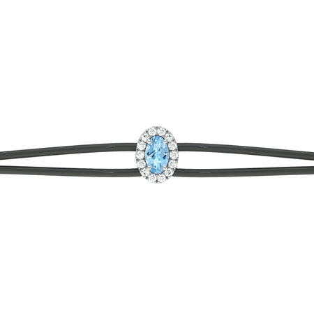 Bracelet cordon aigue-marine entourage diamant Coup de Foudre - 1