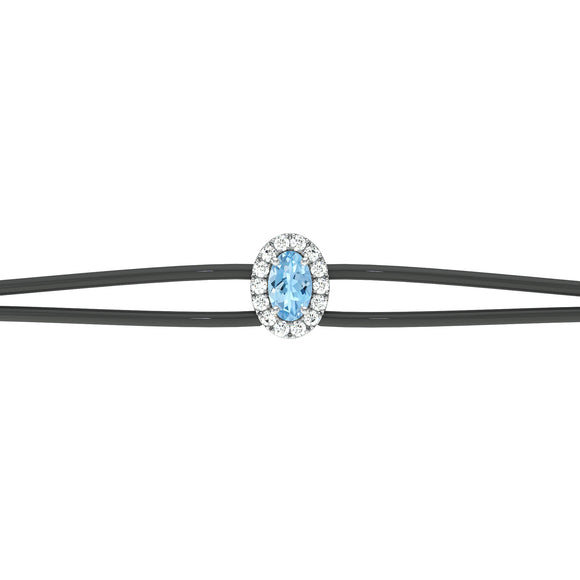 Bracelet cordon aigue-marine entourage diamant Coup de Foudre - 1