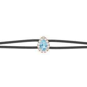 Bracelet cordon aigue-marine entourage diamant Coup de Foudre - 2