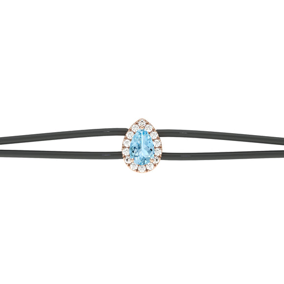 Bracelet cordon aigue-marine entourage diamant Coup de Foudre - 2