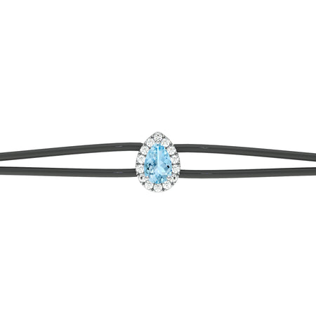 Bracelet cordon aigue-marine entourage diamant Coup de Foudre - 2