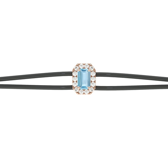 Bracelet cordon aigue-marine entourage diamant Coup de Foudre - 3