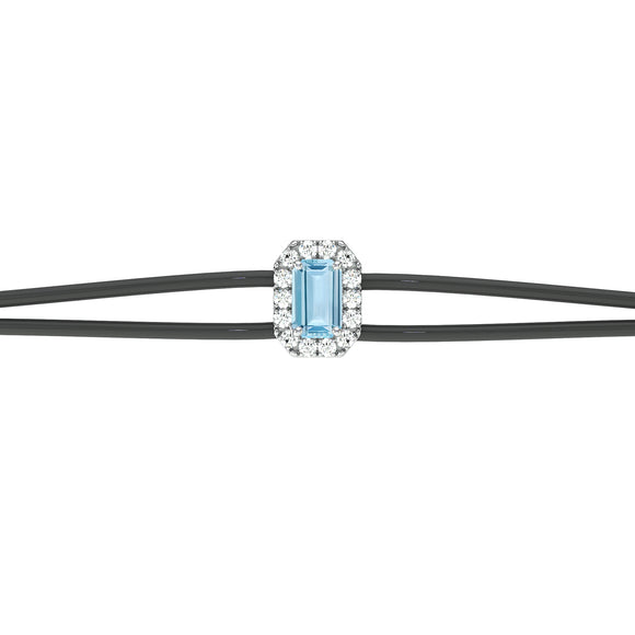 Bracelet cordon aigue-marine entourage diamant Coup de Foudre - 3