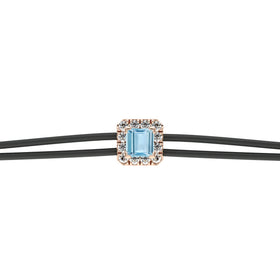 Bracelet cordon aigue-marine entourage diamant Coup de Foudre - 4