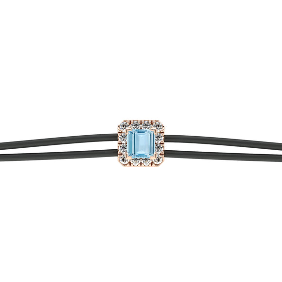 Bracelet cordon aigue-marine entourage diamant Coup de Foudre - 4