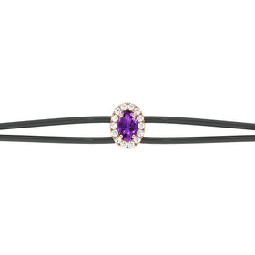 Bracelet cordon améthyste entourage diamant Coup de Foudre - 1
