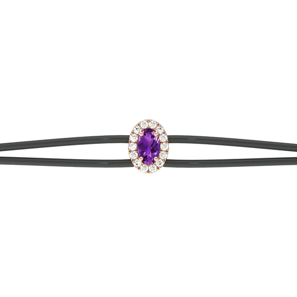 Bracelet cordon améthyste entourage diamant Coup de Foudre - 1