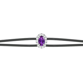 Bracelet cordon améthyste entourage diamant Coup de Foudre - 1