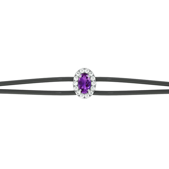 Bracelet cordon améthyste entourage diamant Coup de Foudre - 1