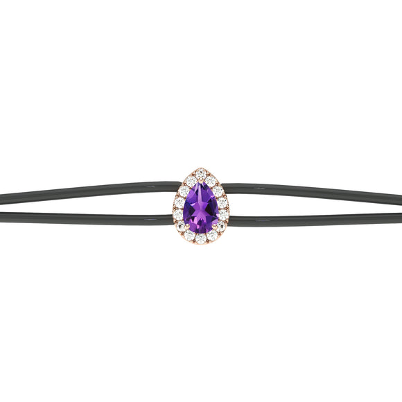 Bracelet cordon améthyste entourage diamant Coup de Foudre - 2