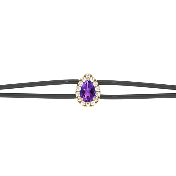 Bracelet cordon améthyste entourage diamant Coup de Foudre - 2