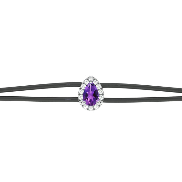 Bracelet cordon améthyste entourage diamant Coup de Foudre - 2