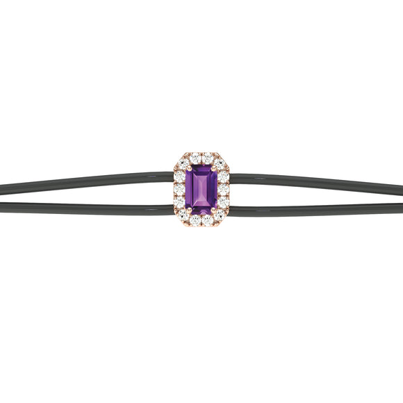 Bracelet cordon améthyste entourage diamant Coup de Foudre - 3