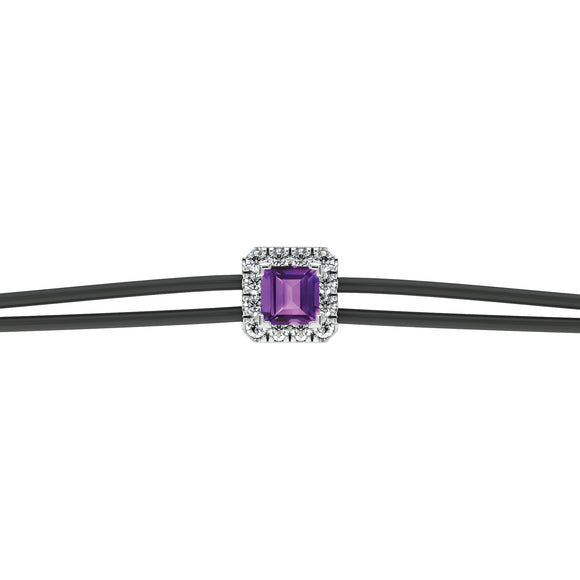 Bracelet cordon améthyste entourage diamant Coup de Foudre - 4
