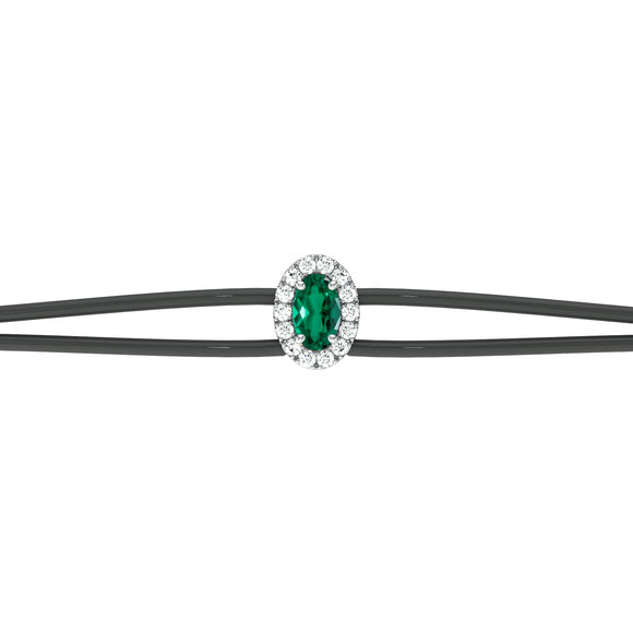 Bracelet cordon émeraude entourage diamant Coup de Foudre - 1