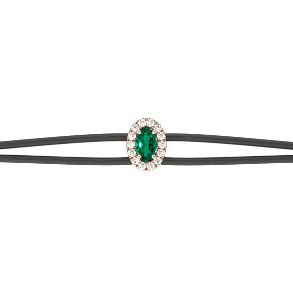 Bracelet cordon émeraude entourage diamant Coup de Foudre - 1