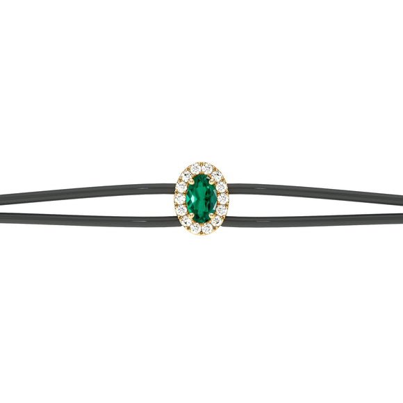 Bracelet cordon émeraude entourage diamant Coup de Foudre - 1