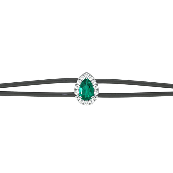 Bracelet cordon émeraude entourage diamant Coup de Foudre - 2