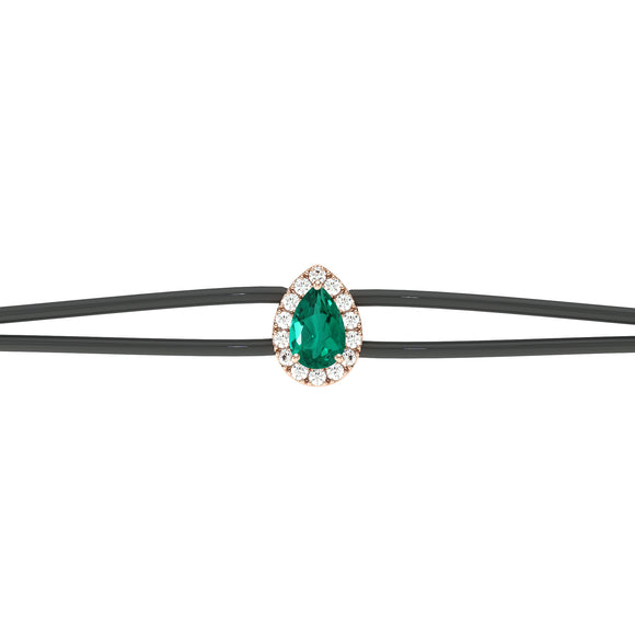 Bracelet cordon émeraude entourage diamant Coup de Foudre - 2