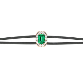 Bracelet cordon émeraude entourage diamant Coup de Foudre - 3