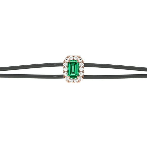 Bracelet cordon émeraude entourage diamant Coup de Foudre - 3