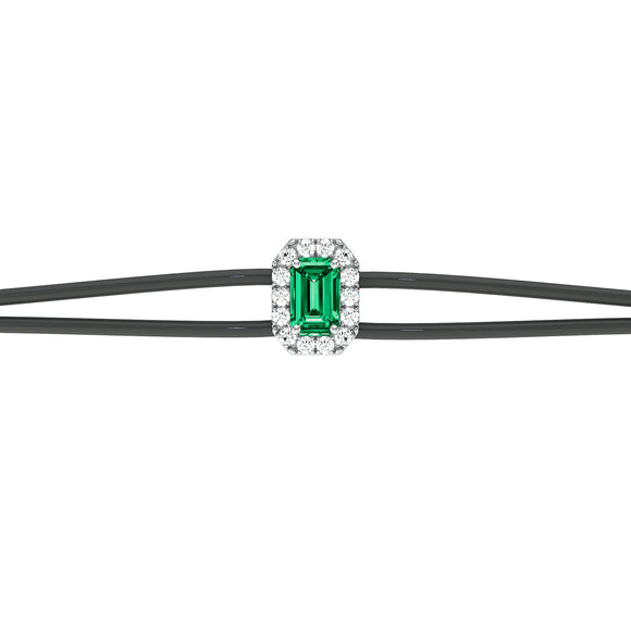 Bracelet cordon émeraude entourage diamant Coup de Foudre - 3