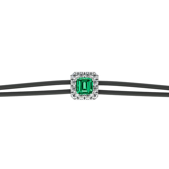 Bracelet cordon émeraude entourage diamant Coup de Foudre - 4