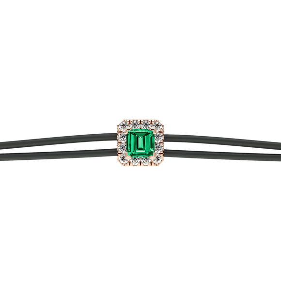Bracelet cordon émeraude entourage diamant Coup de Foudre - 4